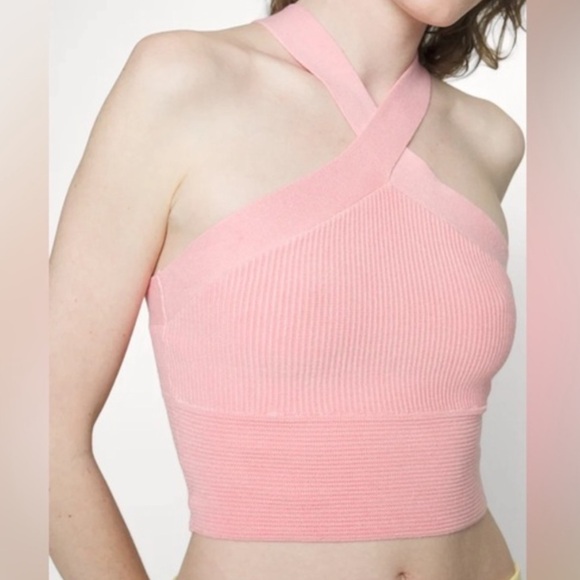 Abercrombie & Fitch Pink Ribbed Ottoman Halter Tank M - Picture 2 of 6